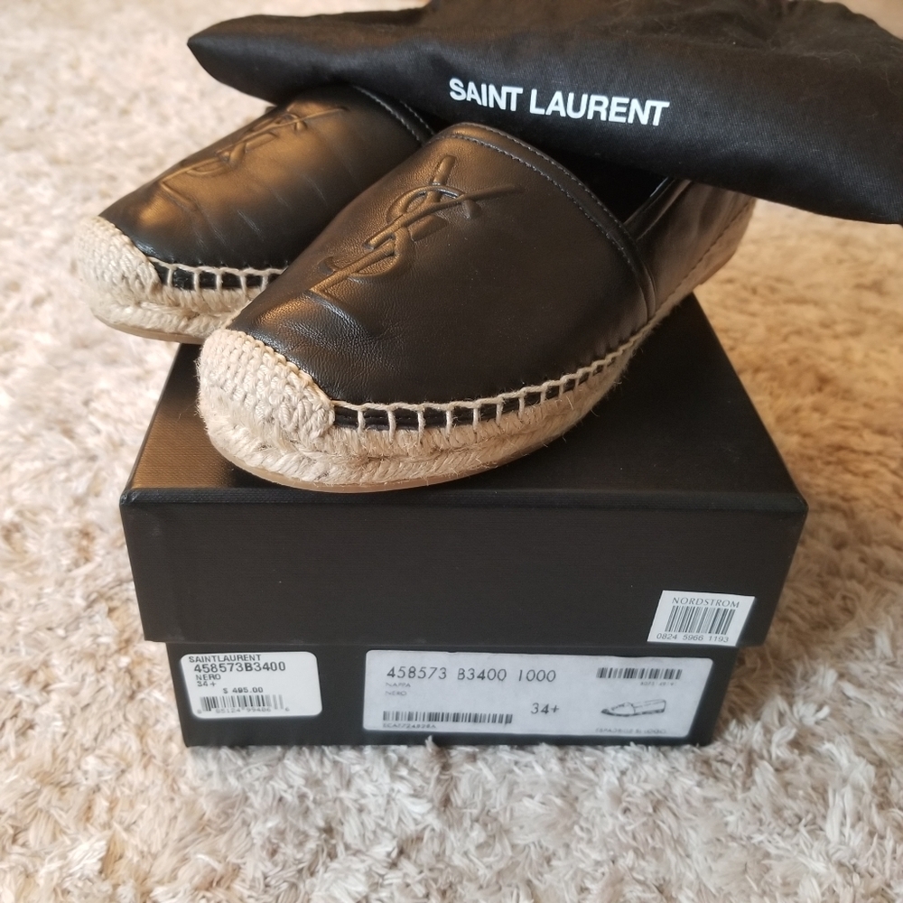 YSL Logo Espadrilles Black